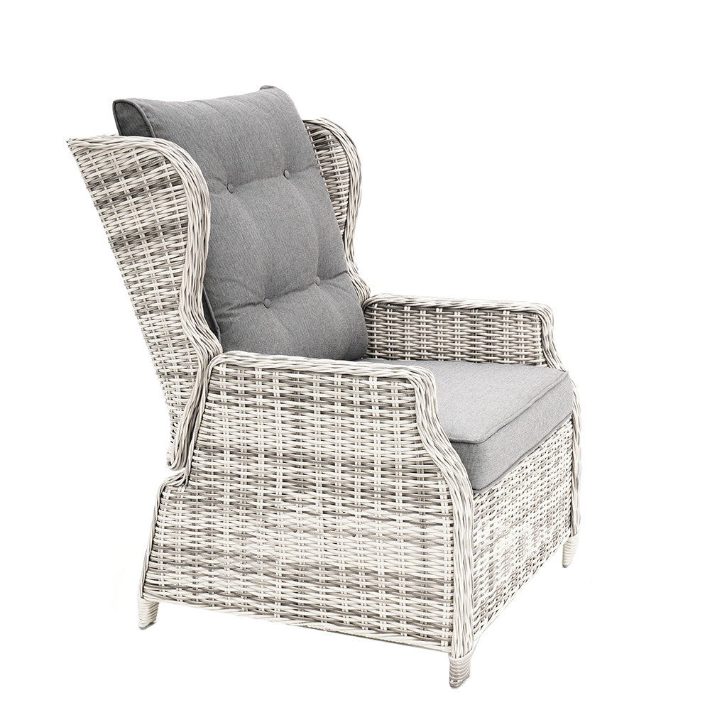 Buenos Aires Single Chair Zen White Wicker Grey Cushion