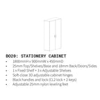 Barrel Oak Stationery Cabinet 900x450x1800H BO20