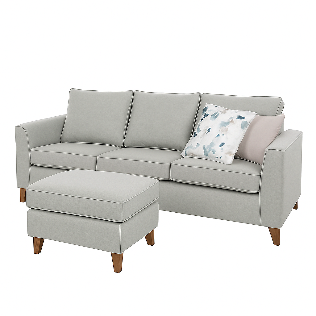 Kitty 3 Seater Fabric Sofa with Loose Top Ottoman