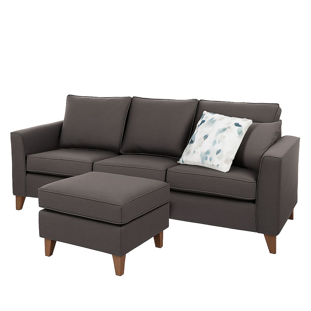 Kitty 3 Seater Fabric Sofa with Loose Top Ottoman