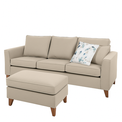 Kitty 3 Seater Fabric Sofa with Loose Top Ottoman