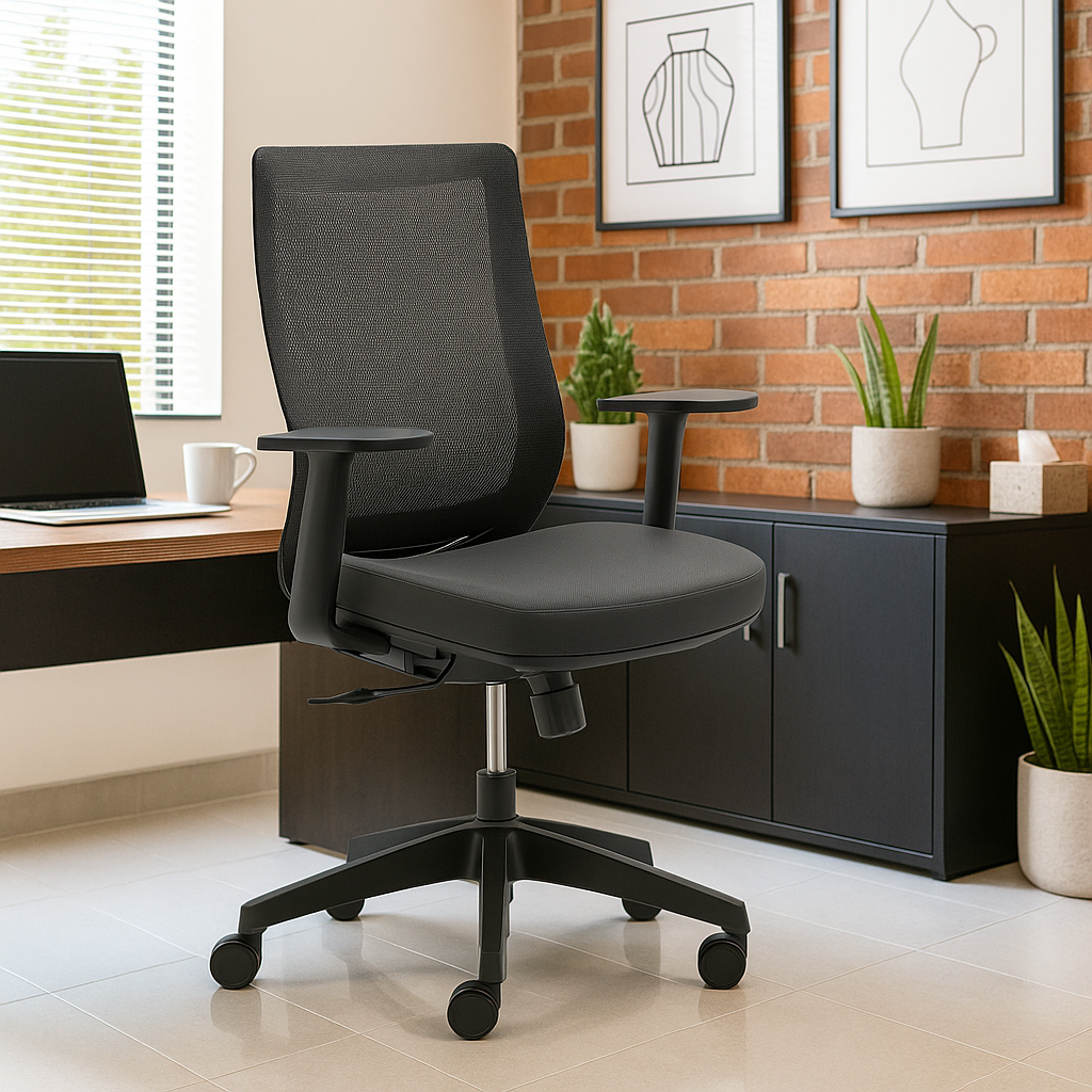 Lotus Office Chair with Arms-Black