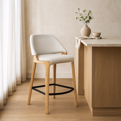 Baylor Bar Chair-Oak Frame with White PU hover image