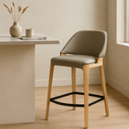 Baylor Bar Chair-Oak Frame with Pewter PU