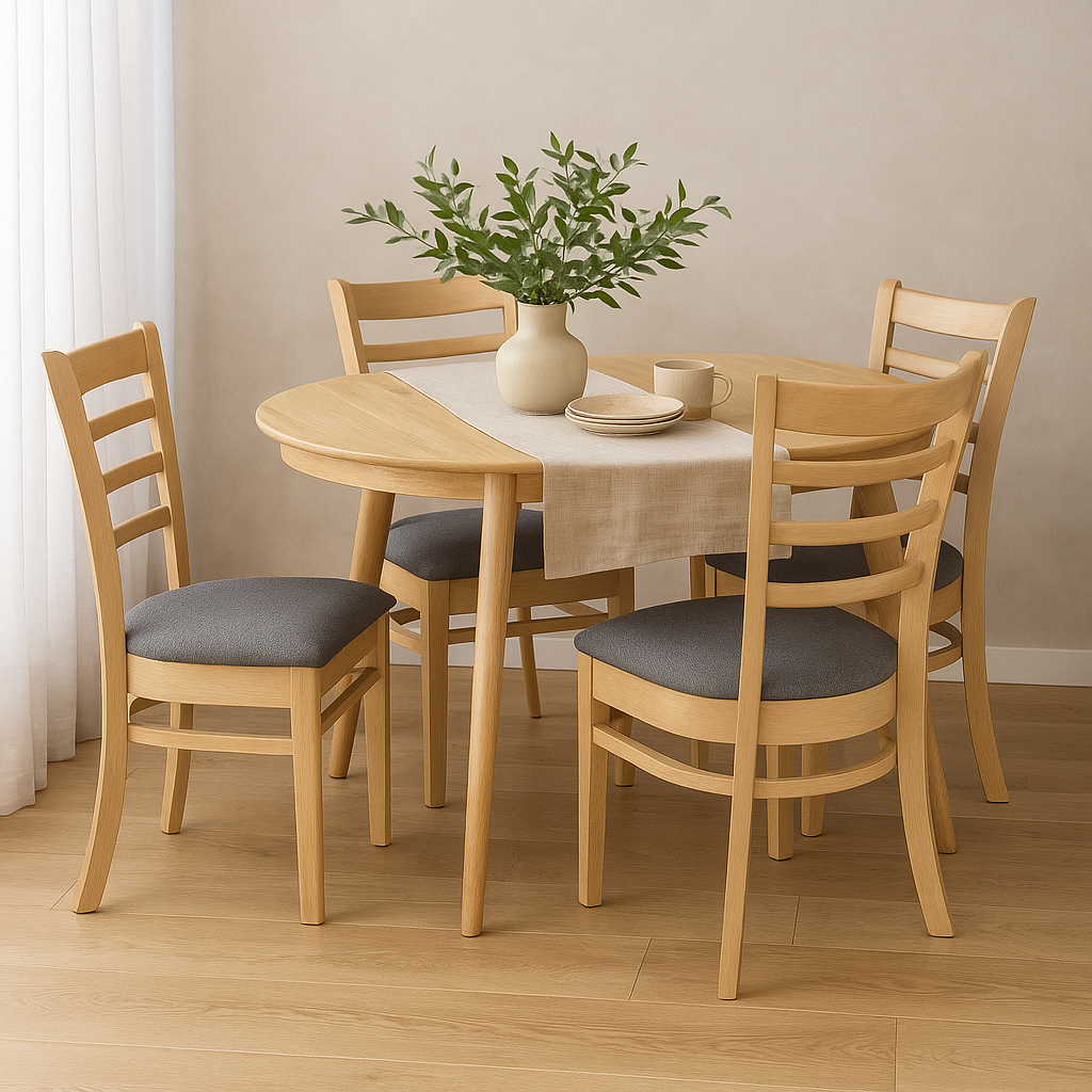 Belmont Round Extension Dining Table 1050 Ext to1380-Natural