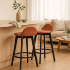 Caulfield Bar Stool-Black with Cognac PU Seat
