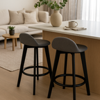 Caulfield Bar Stool-Black with Espresso Fabric Seat