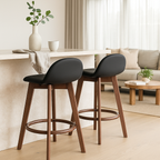 Caulfield Bar Stool-Light Walnut with Black PU Seat