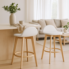Caulfield Bar Stool-Natural with White PU Seat
