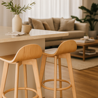 Caulfield Bar Stool-Natural with Natural Veneer Timber Seat