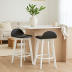 Caulfield Bar Stool-White with Black PU Seat