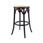Café Kitchen Stool-Black with Rattan Seat