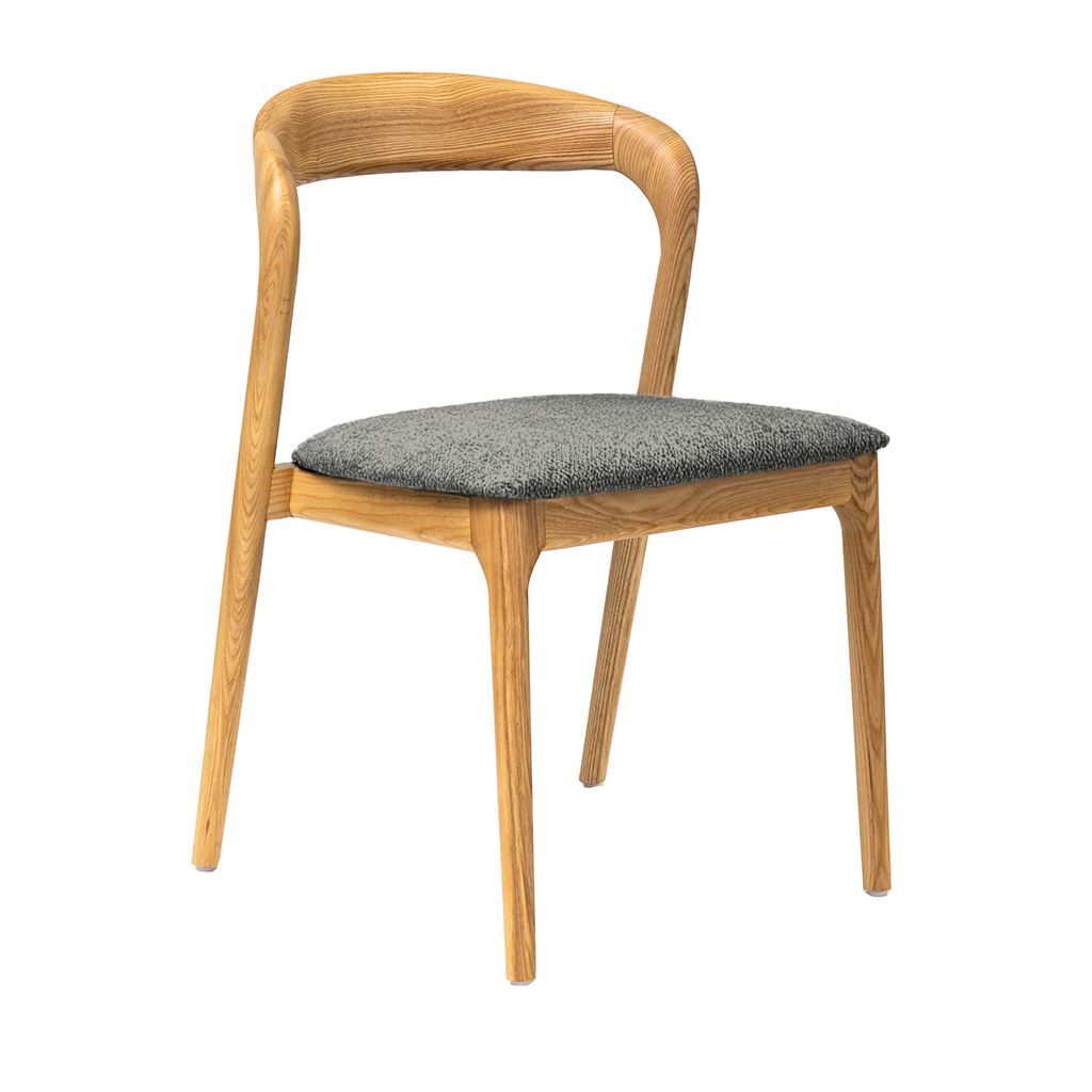 Shannen Dining Chair-Oak Frame with Charcoal Fabric Seat