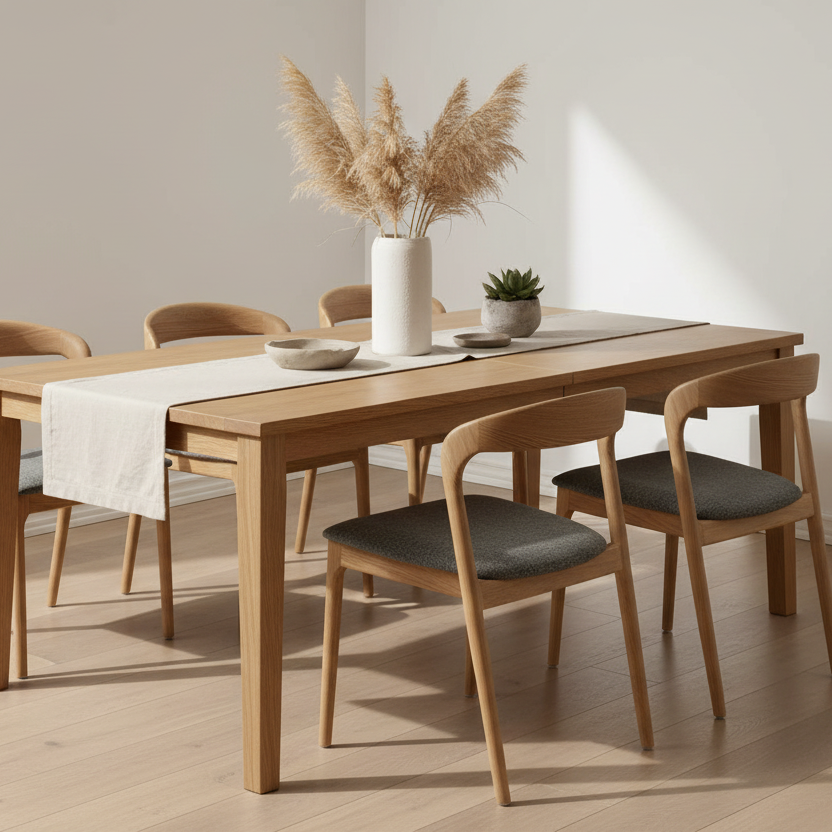 Shannen Dining Chair-Oak Frame with Charcoal Fabric Seat