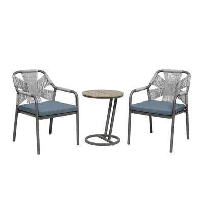 Havana Outdoor 3 Piece Leisure Chair Set-Dark Grey