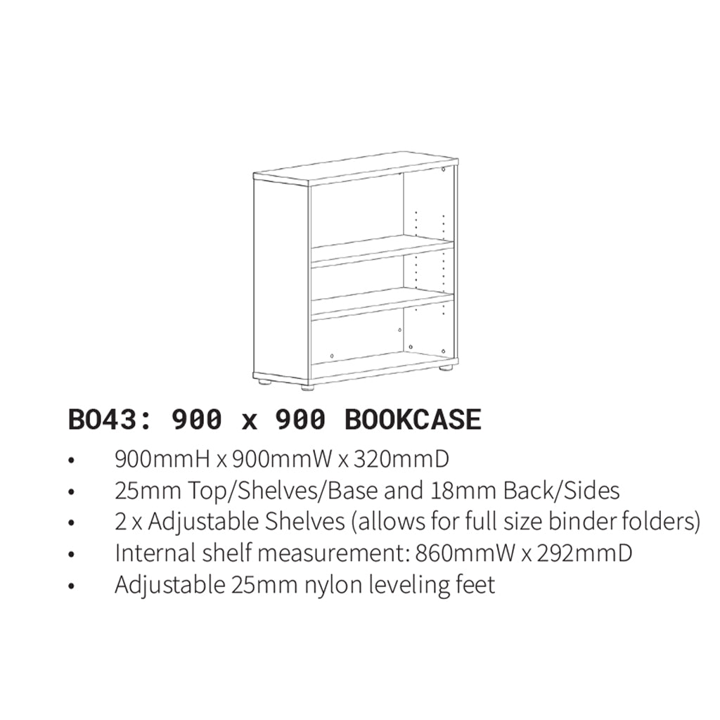 Barrel Oak Bookcase 900x320x900H BO43