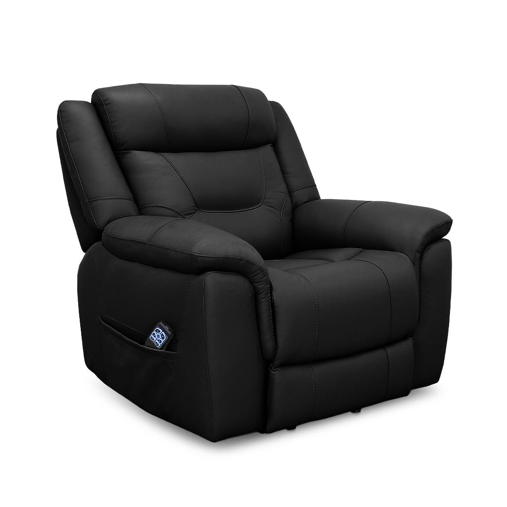 Kate Leather Manual Recliner-Black