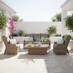 Buenos Aires Full Recliner Set Marina Wicker Taupe Cushion