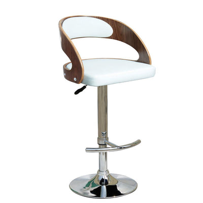 Mars Swivel Gaslift Bar Chair-Walnut Wooden Frame with White PU