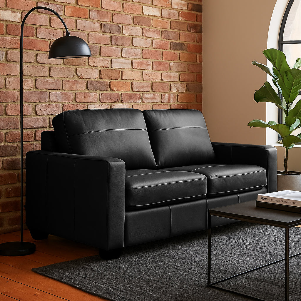 Alessia Double Leather Sofa Bed-Black