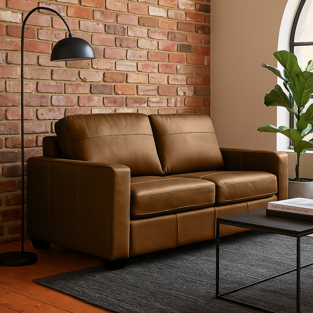 Alessia Double Leather Sofa Bed-Brown