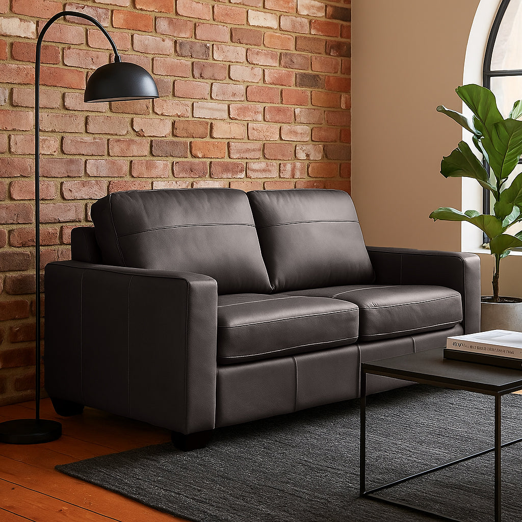 Alessia Double Leather Sofa Bed-Chocolate