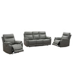 Arles 3 Piece Leather Power Recliner Suite–3 Seater Manual Recliner Sofa + 2 Power Recliners