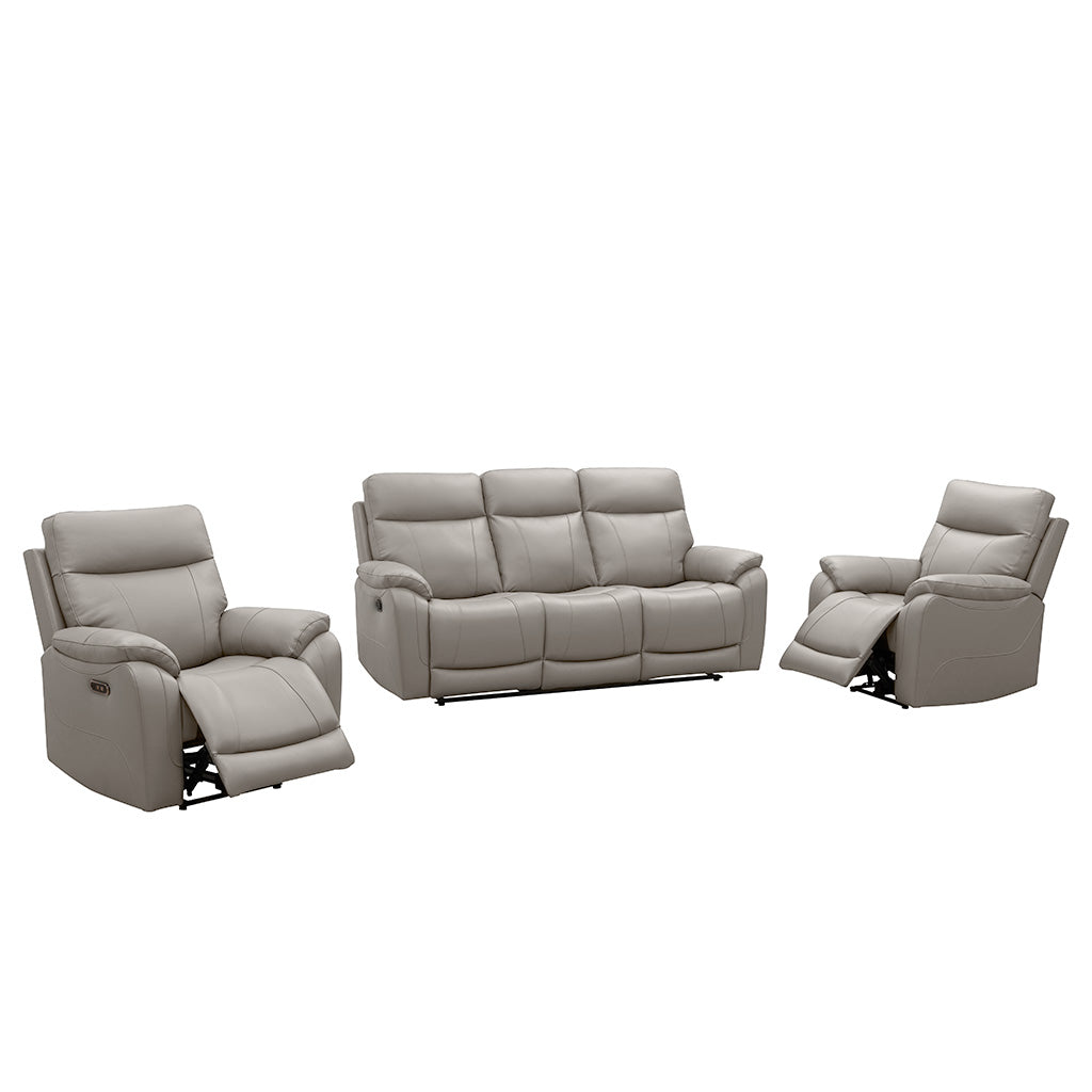 Arles 3 Piece Leather Power Recliner Suite-Antelope