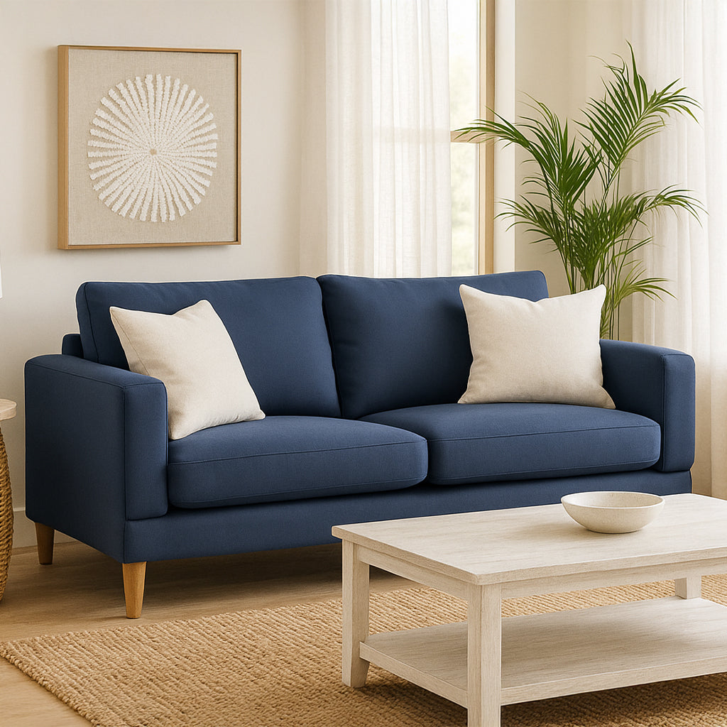 Aston Large 2 Seater Fabric Sofa-Denim
