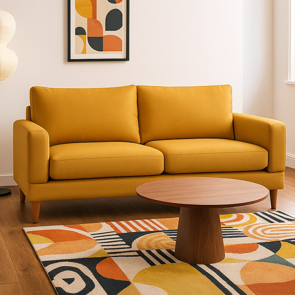 Aston Large 2 Seater Fabric Sofa-Mustard