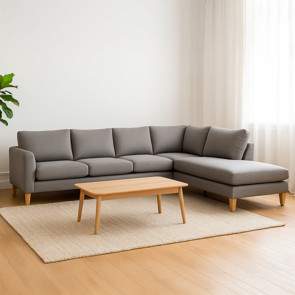 Aston Fabric Corner Lounge with Chaise-Ash