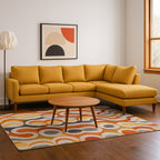 Aston Fabric Corner Lounge with Chaise-Mustard