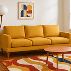 Aston 3 Seater Fabric Sofa-Mustard