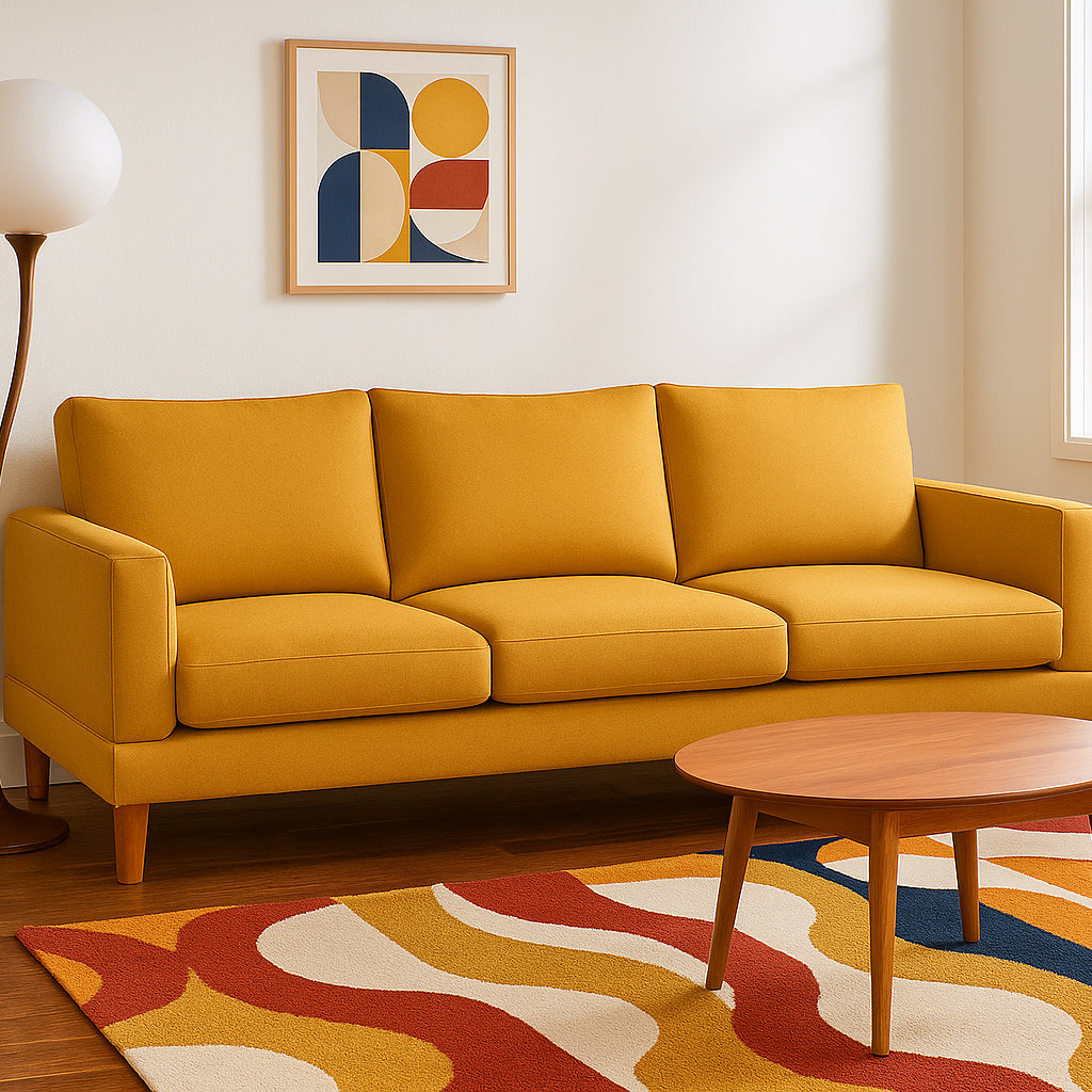 Aston 3.5 Seater Fabric Sofa-Mustard