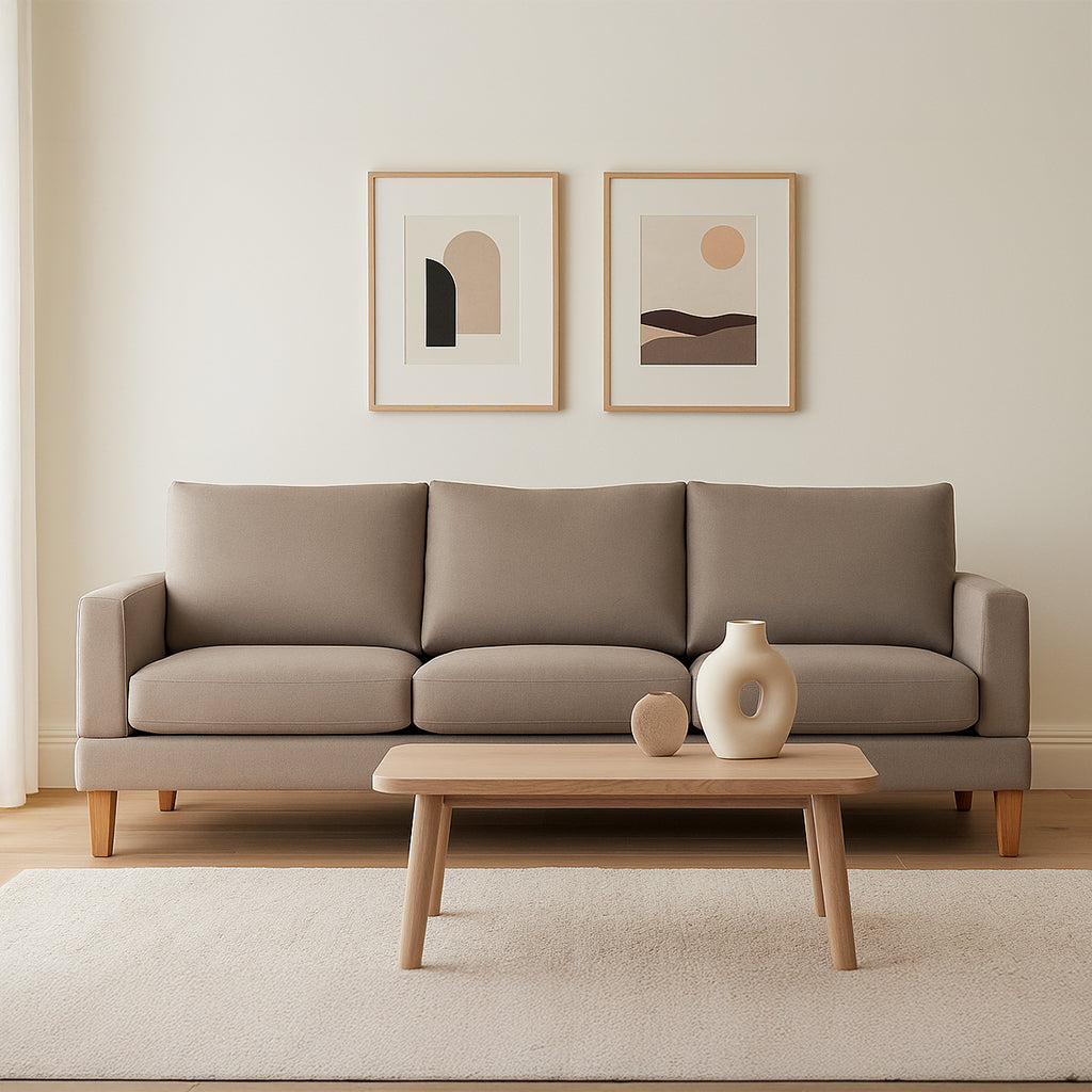 Aston 3 Seater Fabric Sofa-Pebble