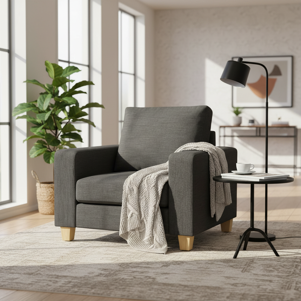 Avoca Fabric Armchair-Charcoal