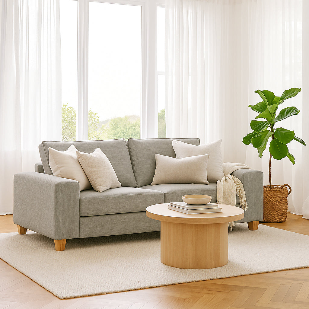 Avoca 3.5 Seater Chaise and 2.5 Seater Fabric Sofa Set-Limestone