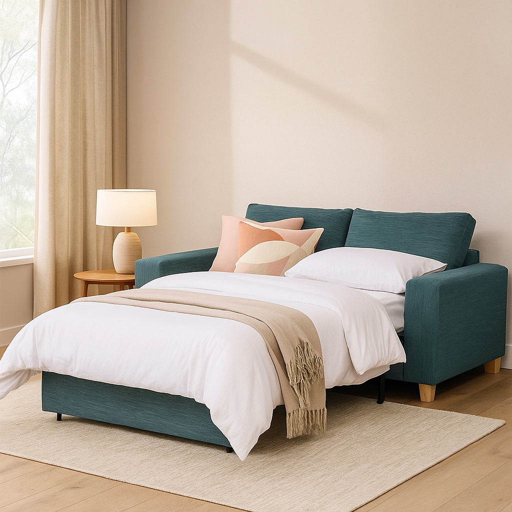 Avoca 2.5 Seater Double Sofa Bed-Peacock