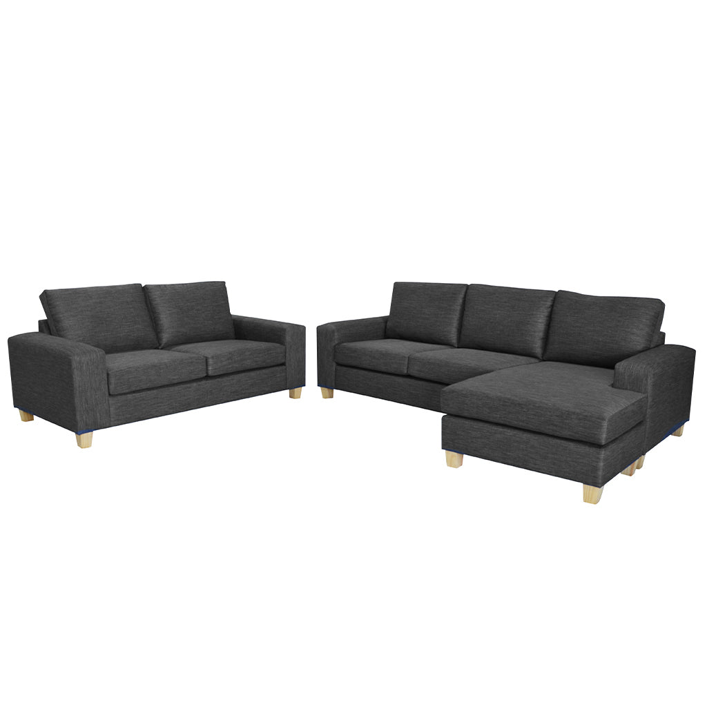 Avoca 3.5 Seater Chaise + 2.5 Seater Fabric Sofa Set