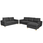 Avoca 3.5 Seater Chaise + 2.5 Seater Fabric Sofa Set