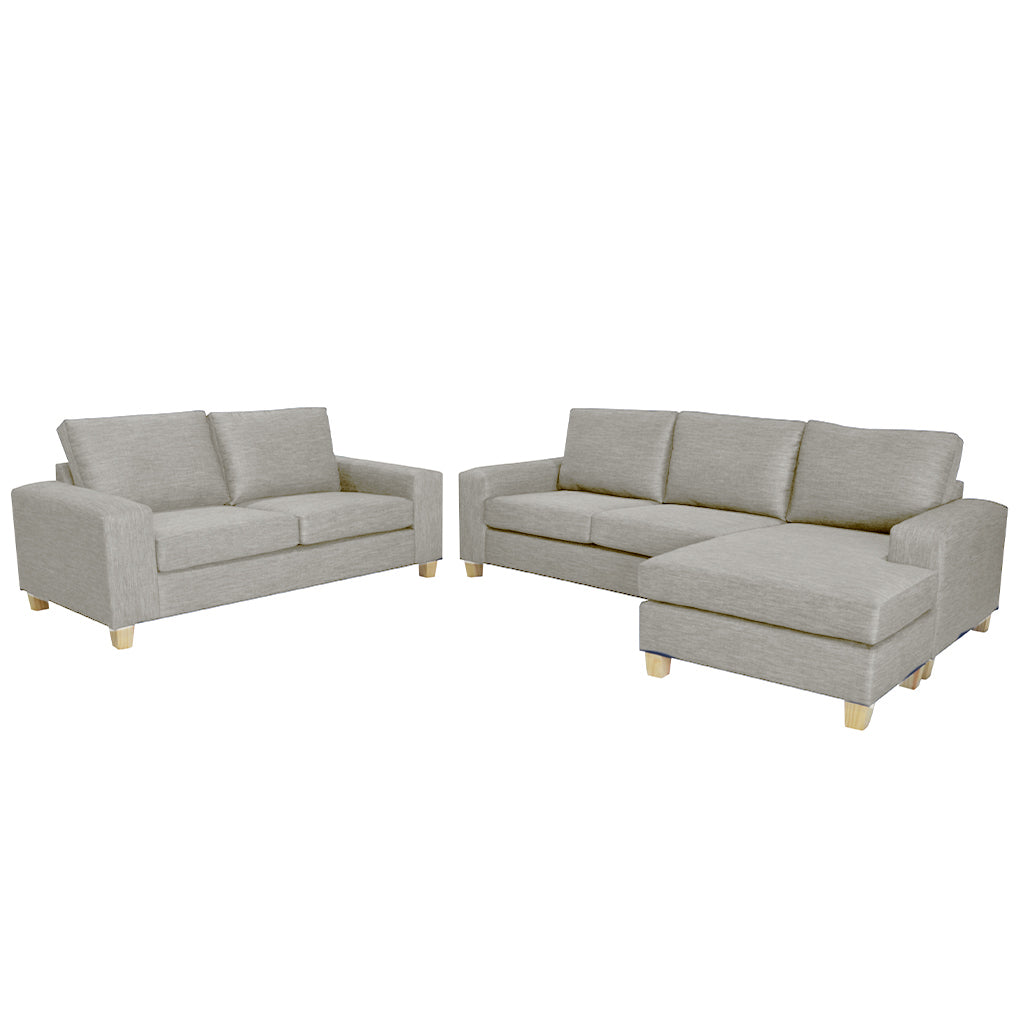 Avoca 3.5 Seater Chaise and 2.5 Seater Fabric Sofa Set-Driftwood