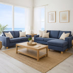 Avoca 3.5 Seater Chaise and 2.5 Seater Fabric Sofa Set-Ocean