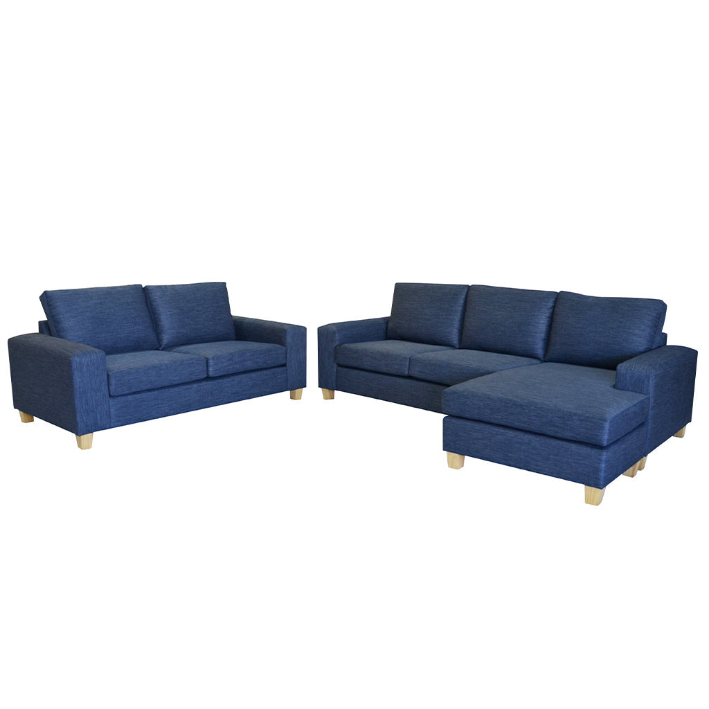 Avoca 3.5 Seater Chaise and 2.5 Seater Fabric Sofa Set-Ocean