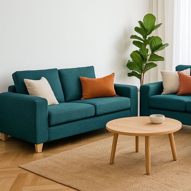 Avoca 2.5 Seater Fabric Sofa-Peacock