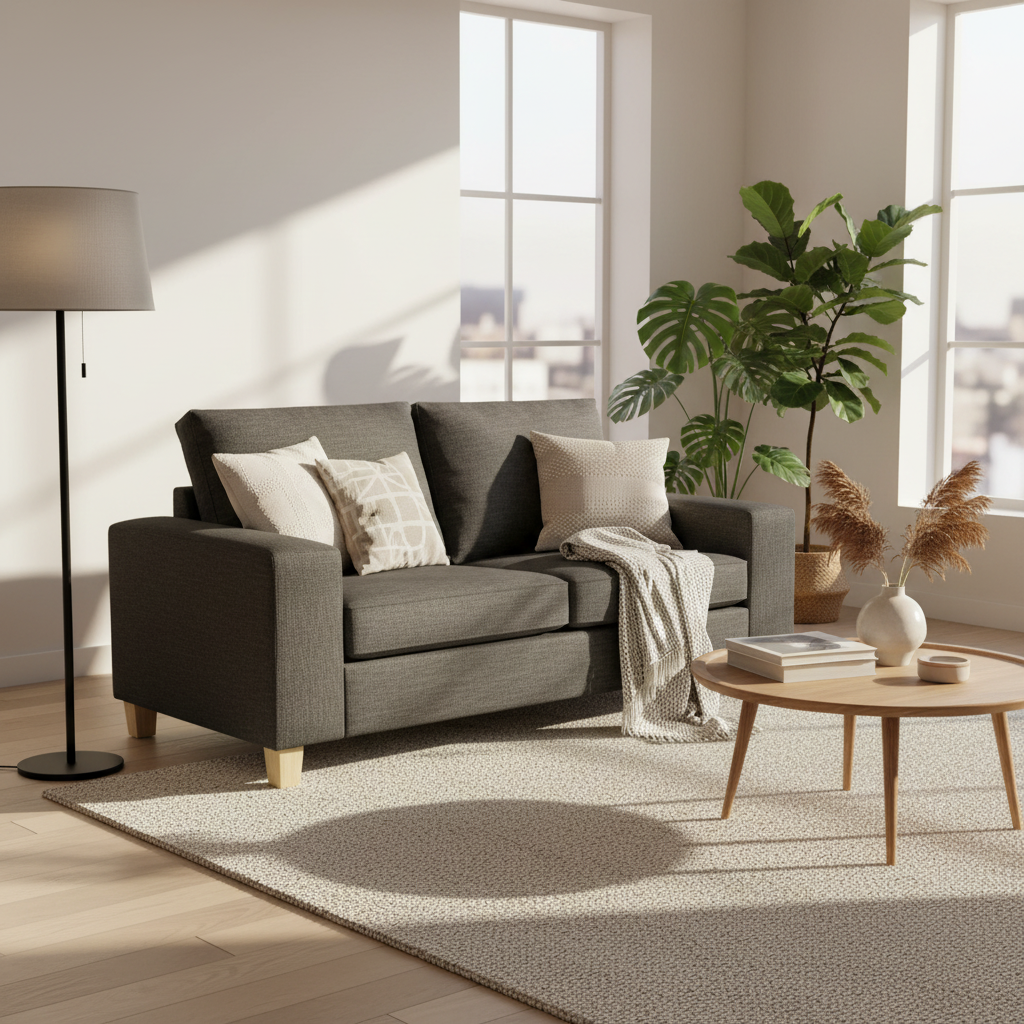 Avoca 2.5 Seater Fabric Sofa-Charcoal