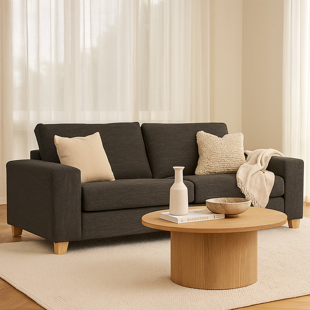 Avoca 3.5 Seater and 2.5 Seater Fabric Sofa Set-Charcoal