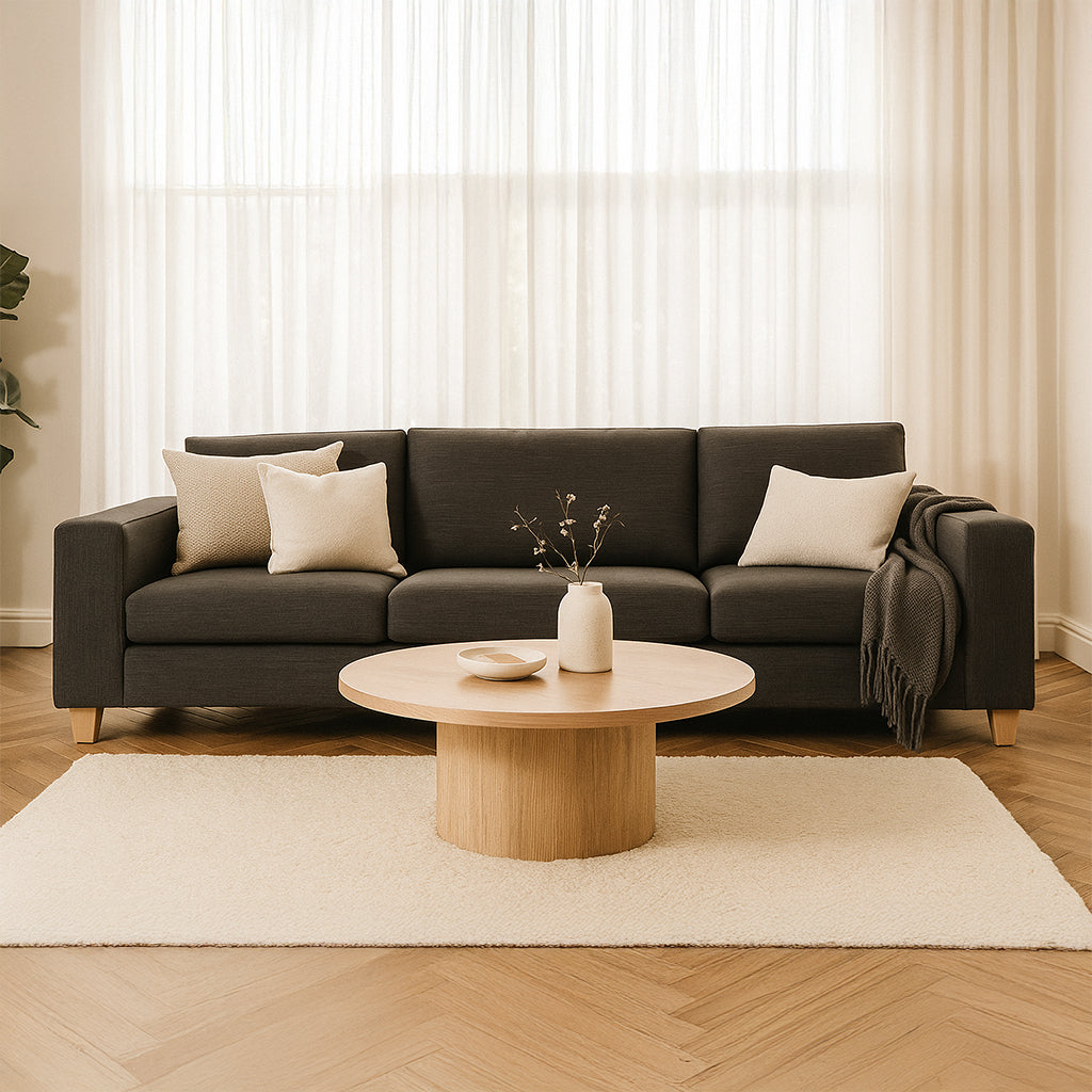 Avoca 3.5 Seater and 2.5 Seater Fabric Sofa Set-Charcoal