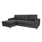 Avoca 3.5 Seater Fabric Sofa with Chaise-Charcoal