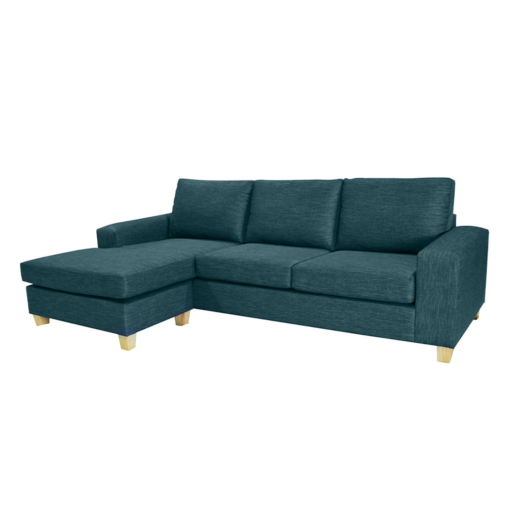 Avoca 3.5 Seater Fabric Sofa with Chaise-Peacock