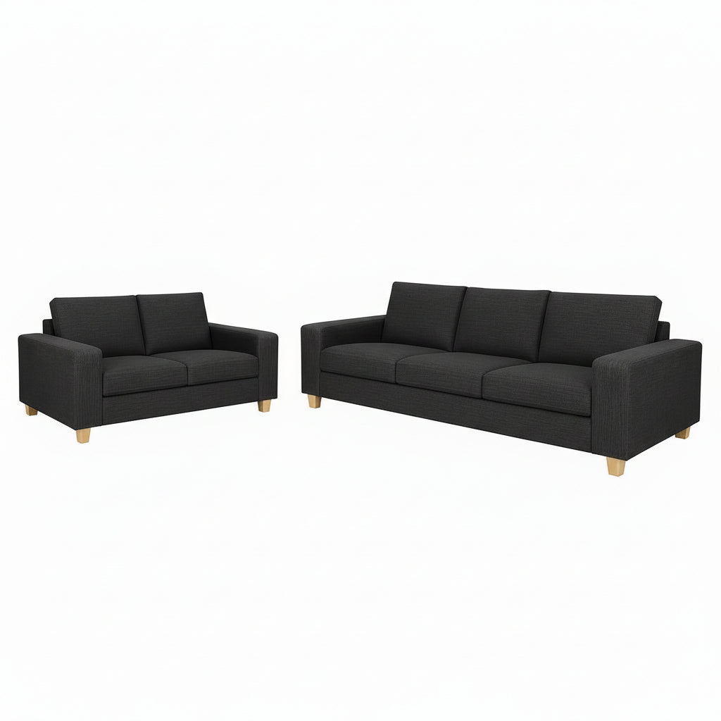 Avoca 3.5 Seater and 2.5 Seater Fabric Sofa Set-Charcoal